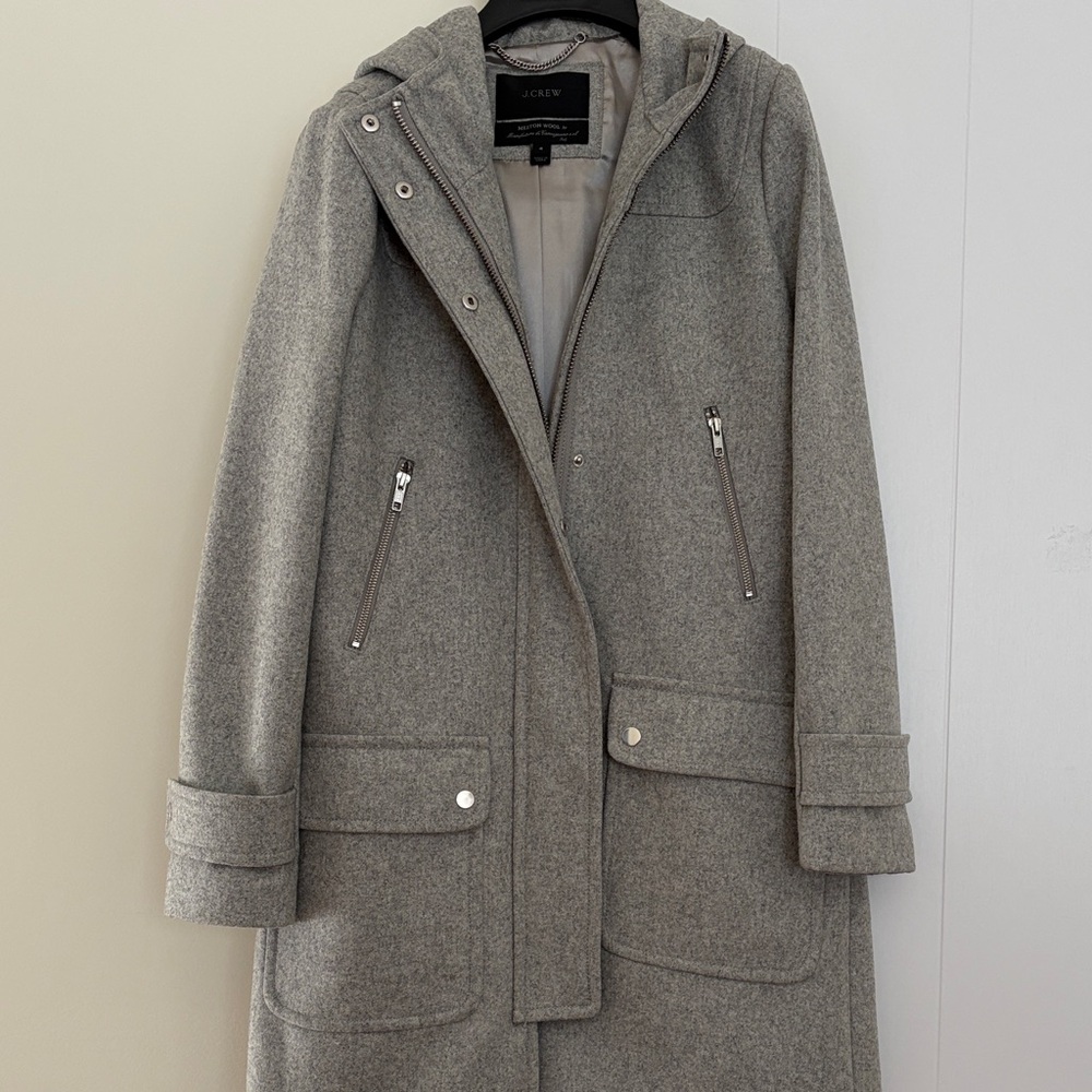 J. Crew Women's Gray Wool Coat with Hood, New